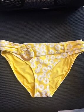 aerie Yellow Bikini Bottom with Daisy Trim